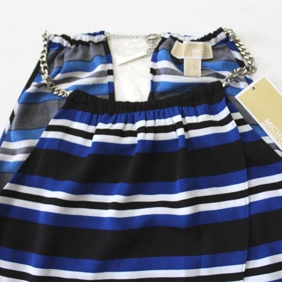 Michael Kors Tulip Front Chain Halter Blouse Size 12 - Picture 3 of 8